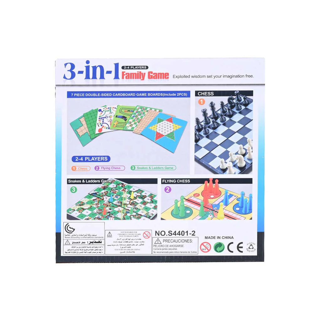 Picture of 3-In-1 Family Game Chess, Flying Chess, Snakes & Ladders Game - by Raja Sahib Kids