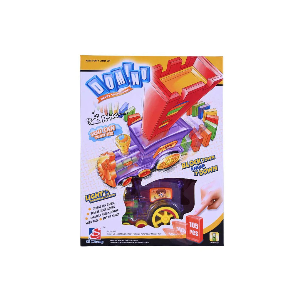 Picture of Domino Train Automatic Laying Set | Happy Train Series Block Town Knock It Down (105+ Pcs) - by Raja Sahib Kids