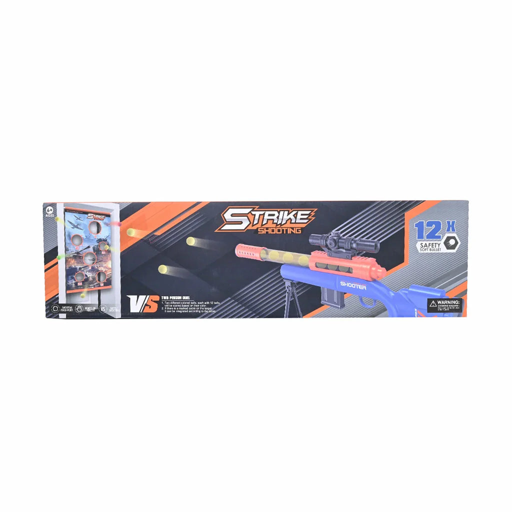 Picture of Strike Shooting Toy Gun Set 12X Soft Bullet Blaster With Target Board - by Raja Sahib Kids