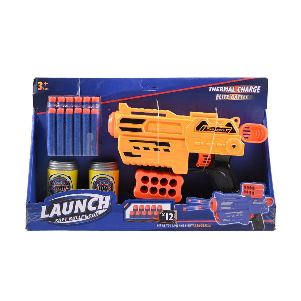 Picture of Thermal Charge Launch Soft Bullet Blaster - Pump-Action Foam Dart Pistol with 12 Rounds & Storage - by Raja Sahib Kids