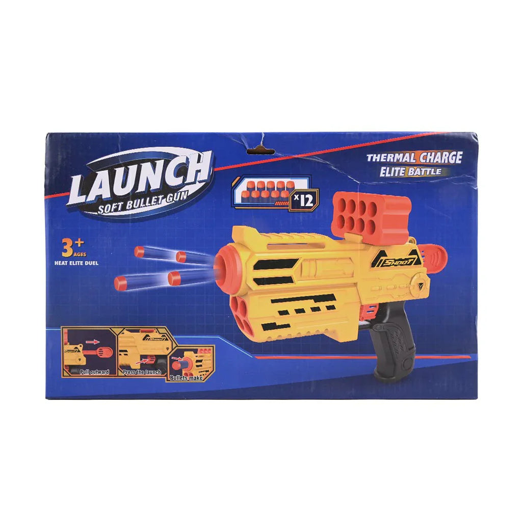 Picture of Thermal Charge Launch Soft Bullet Blaster - Pump-Action Foam Dart Pistol with 12 Rounds & Storage - by Raja Sahib Kids