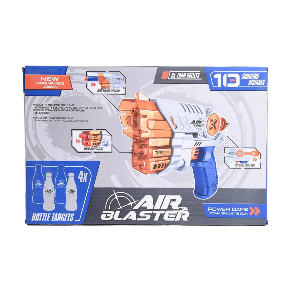 Picture of Air Blaster Power Game: Foam Bullets Gun with 4x Bottle Targets - by Raja Sahib Kids