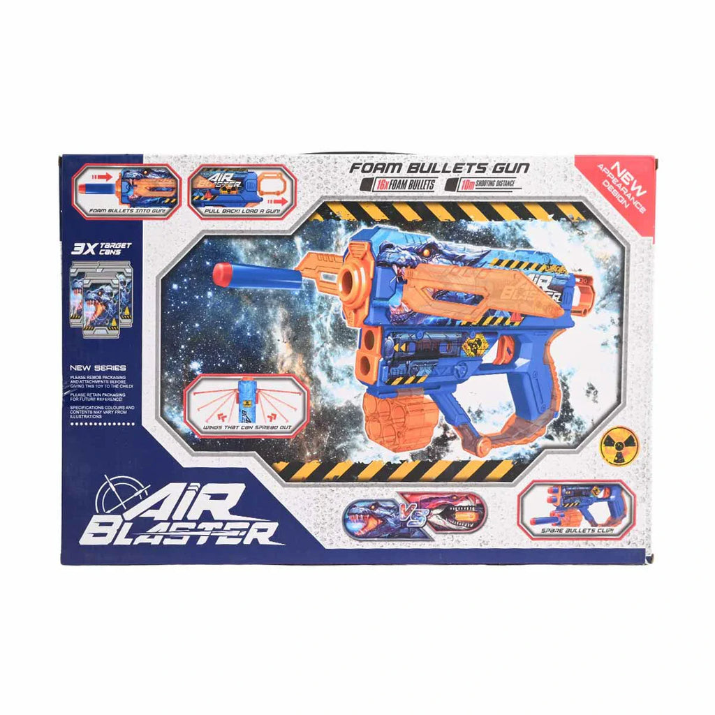Picture of Air Blaster Foam Bullet Gun Set - 15-Piece Toy with 10m Range and 3X Target Cans - by Raja Sahib Kids