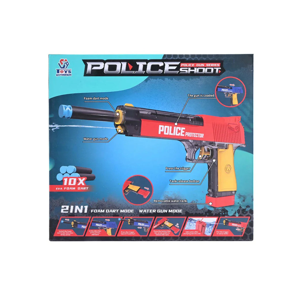 Picture of Police Protector 2-in-1 Pistol Blaster - Foam Dart & Water Gun Dual-Mode - by Raja Sahib Kids