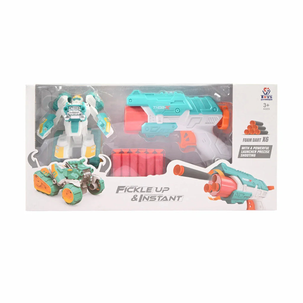 Picture of 2-in-1 Fickle Up & Instant Action Set: One-Step Transforming Robot & Soft Dart Blaster - by Raja Sahib Kids