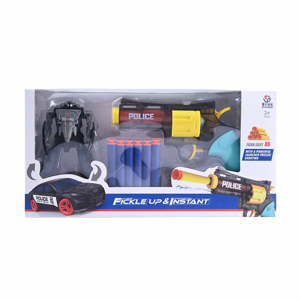 Picture of Fickle Up & Instant City Police 2-in-1 Transforming Robot & Soft Dart Gun Set - by Raja Sahib Kids
