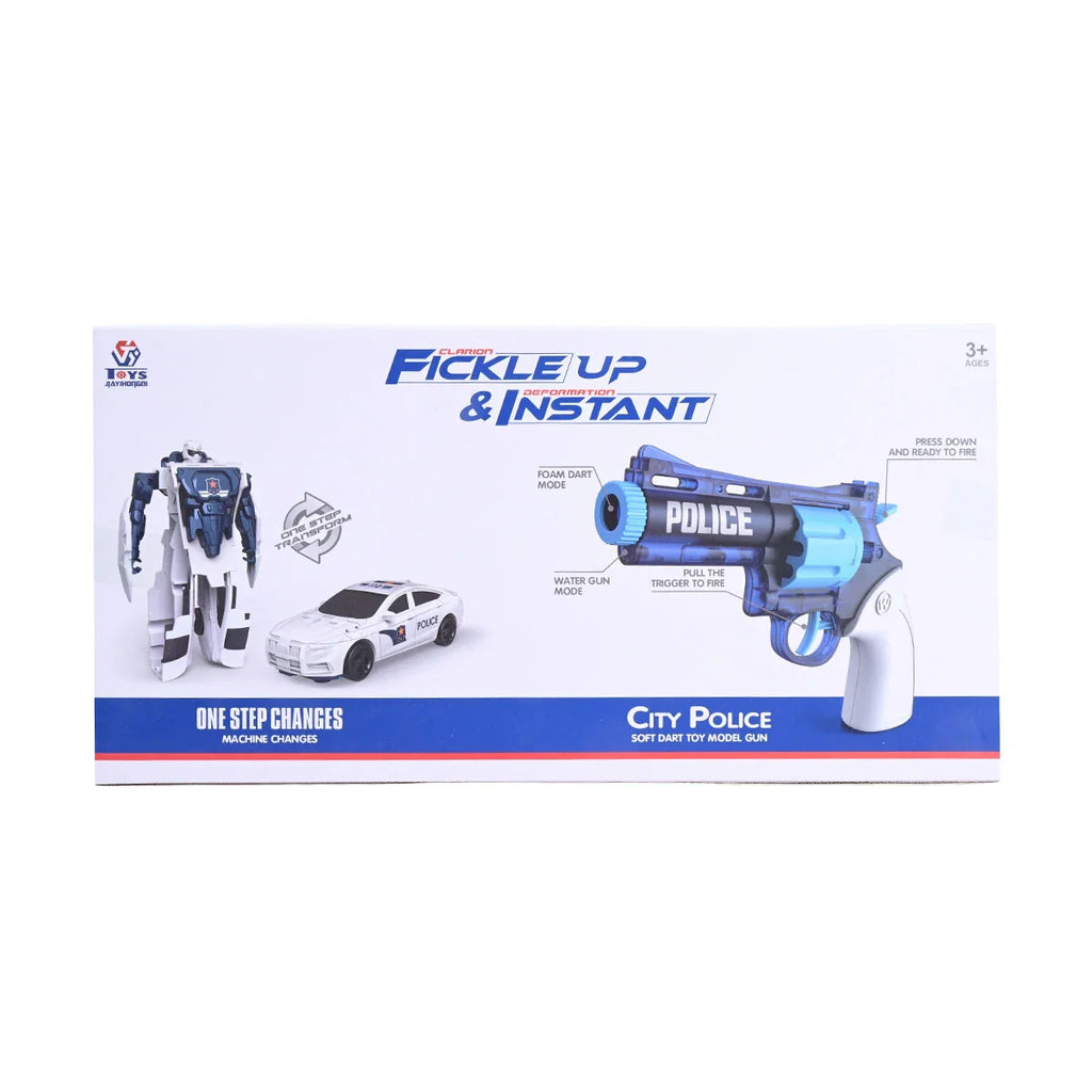 Picture of Fickle Up & Instant City Police 2-in-1 Transforming Robot & Soft Dart Gun Set - by Raja Sahib Kids