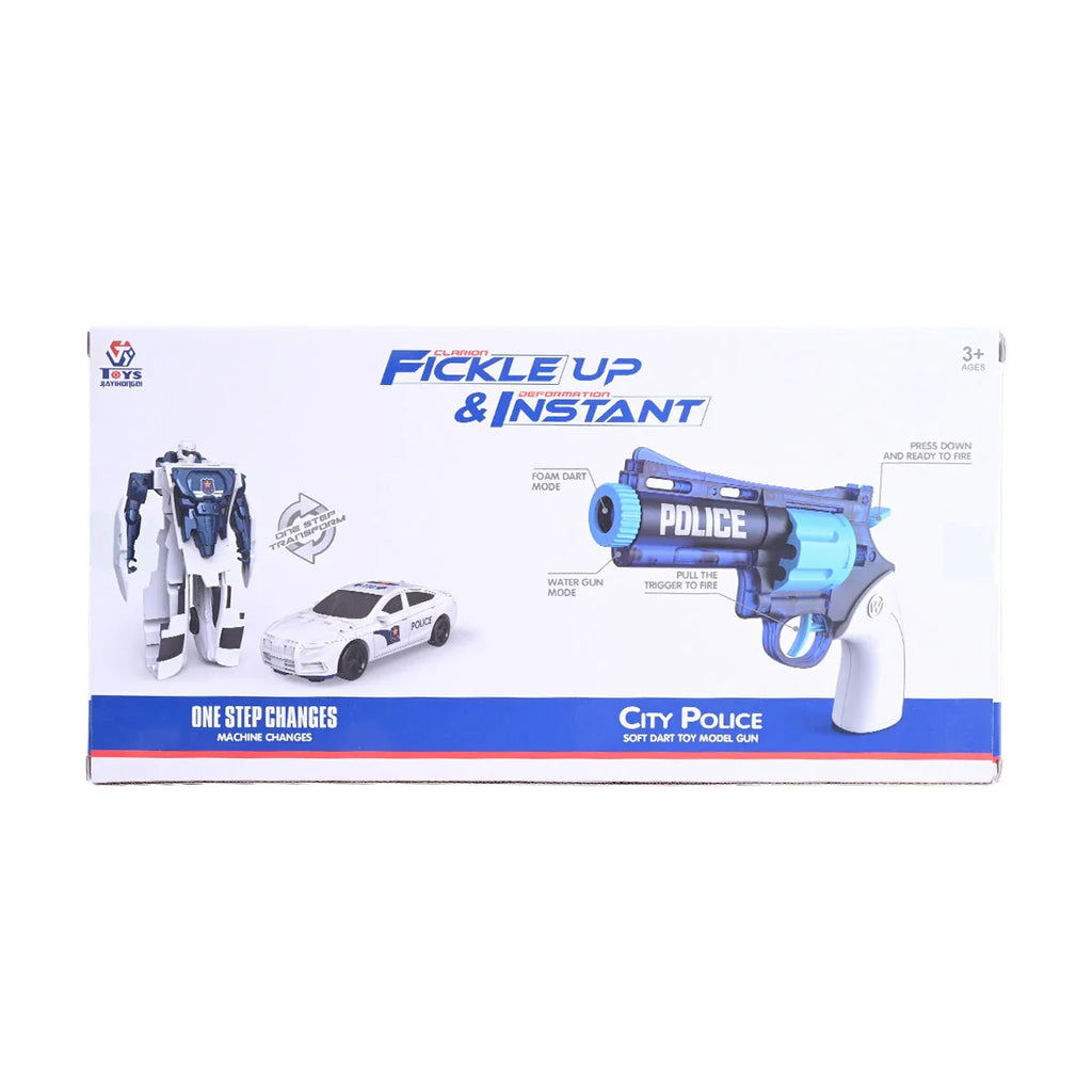 Picture of Fickle Up & Instant City Police 2-in-1 Transforming Robot & Soft Dart Gun Set - by Raja Sahib Kids