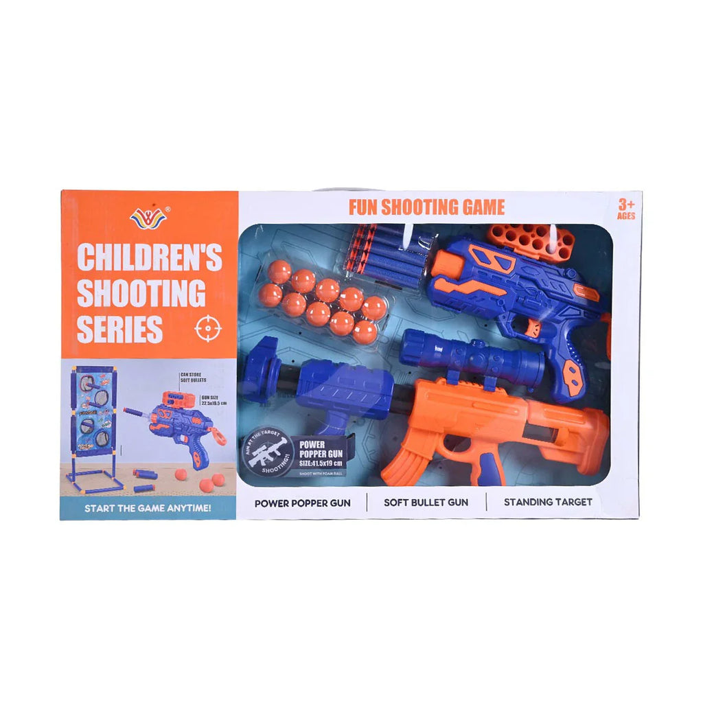 Picture of Children's Shooting Series Competition Game | Includes Power Popper Gun, Soft Bullet Gun & Standing Target - by Raja Sahib Kids