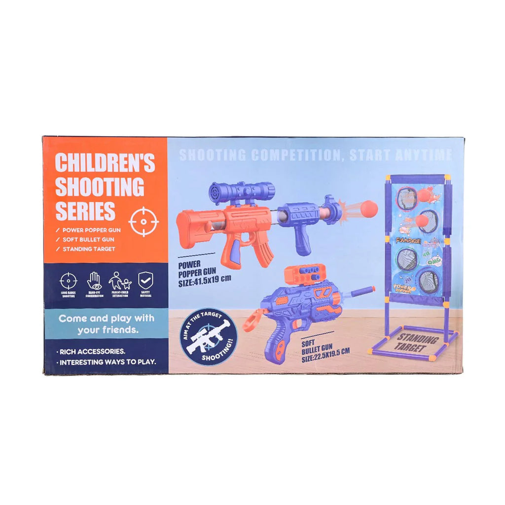 Picture of Children's Shooting Series Competition Game | Includes Power Popper Gun, Soft Bullet Gun & Standing Target - by Raja Sahib Kids