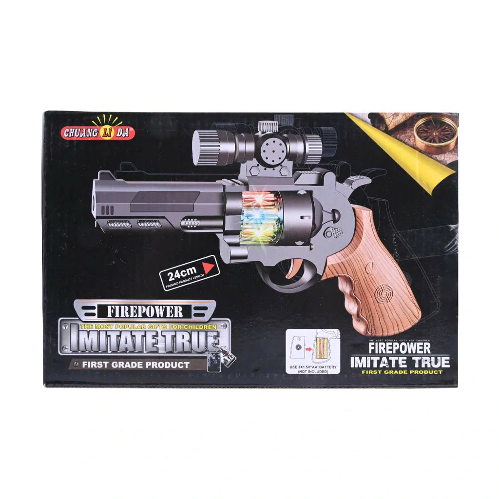 Picture of Electronic Revolver Toy - "Firepower Imitate True" Series with Light & Sound - by Raja Sahib Kids