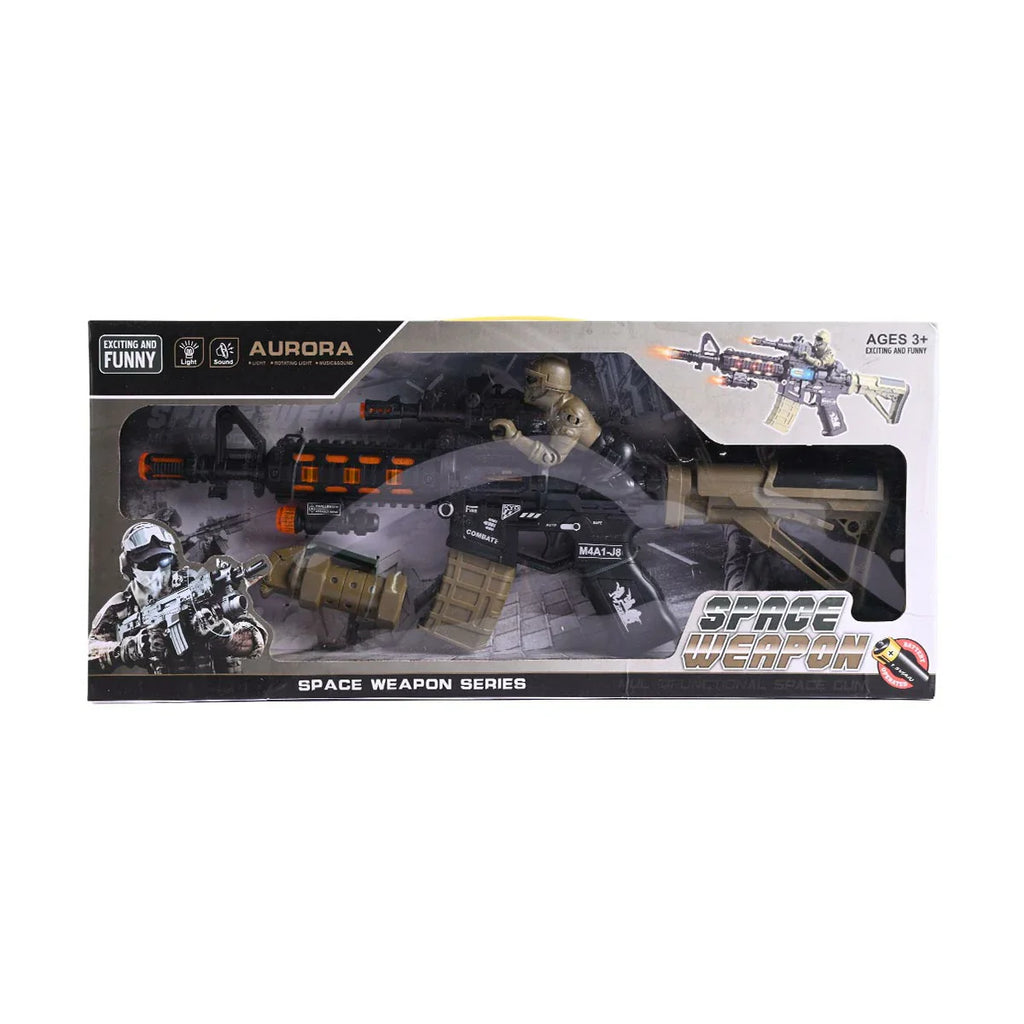 Picture of Aurora "Space Weapon Series" M4A1-Je Multifunctional Space Gun With Light, Sound, And Retractable Barrel (Ages 3+) - by Raja Sahib Kids