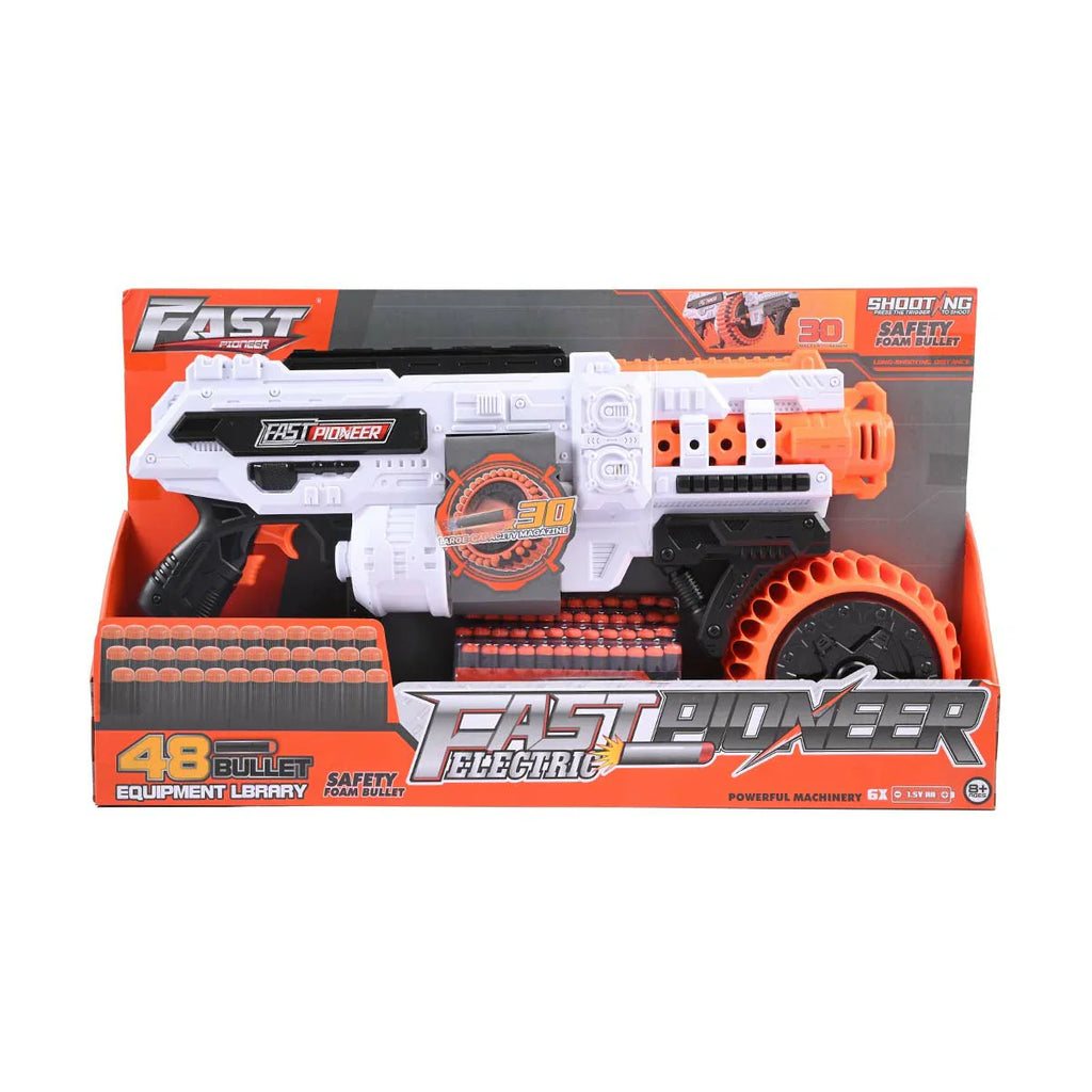 Picture of Fast Pioneer 3D Electric Rapid-Fire Foam Dart Blaster Kit (48-Dart Drum Included) - by Raja Sahib Kids