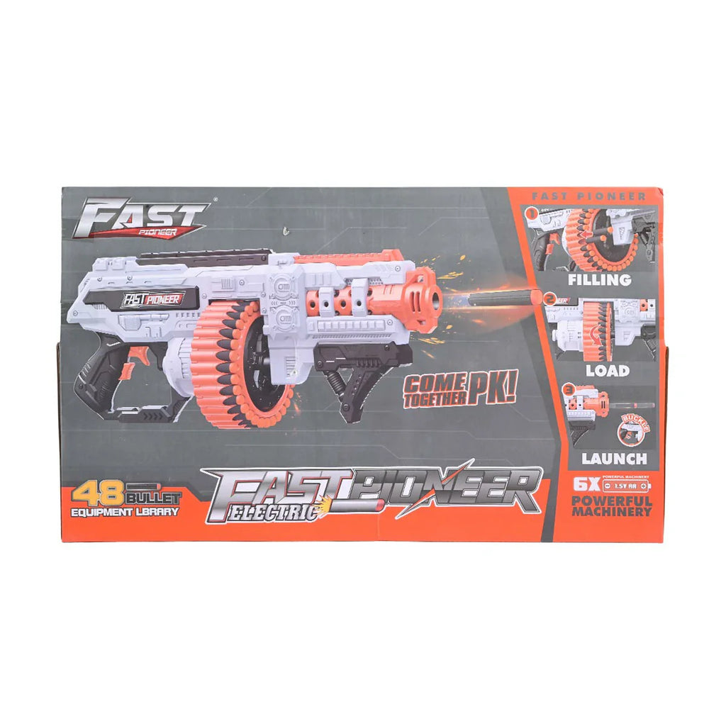 Picture of Fast Pioneer 3D Electric Rapid-Fire Foam Dart Blaster Kit (48-Dart Drum Included) - by Raja Sahib Kids