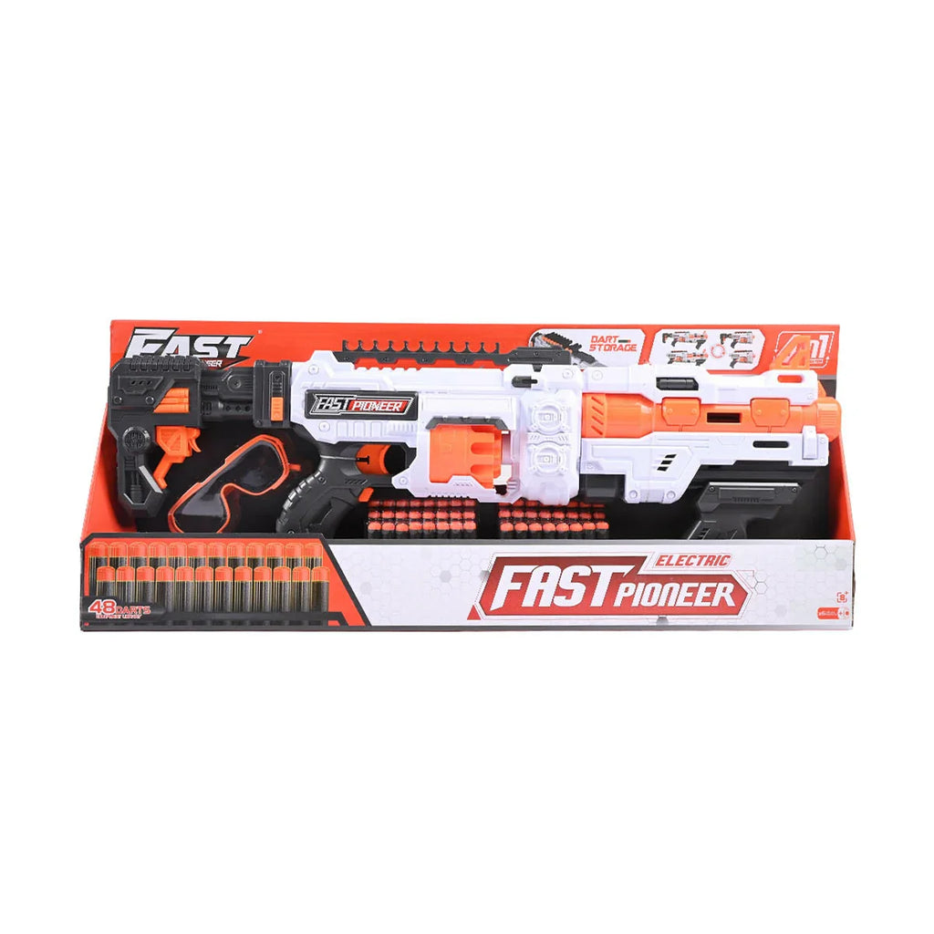 Picture of Fast Pioneer Pro-Series Electric Rapid-Fire Foam Blaster Kit with 48-Dart Drum - by Raja Sahib Kids