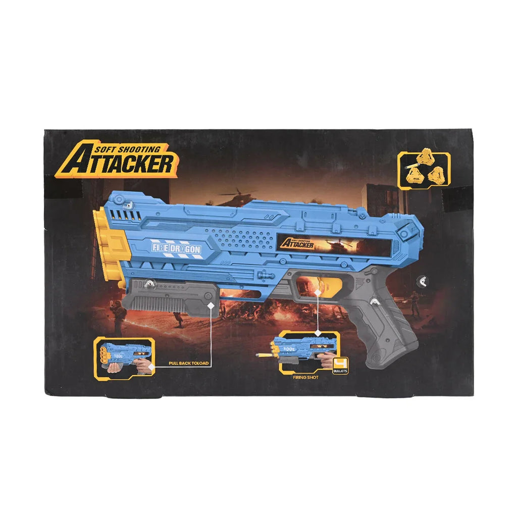 Picture of Soft Shooting Attacker Fire Dragon Dart Blaster - Toy Pistol with 12 Pcs Foam Rounds - by Raja Sahib Kids