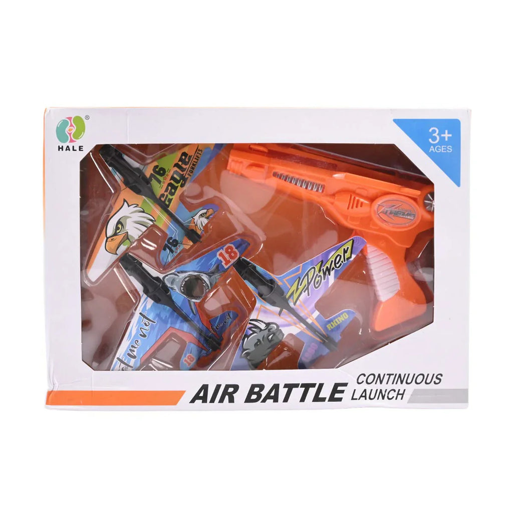 Picture of Hale Air Battle Continuous Launch Foam Plane Gun Toy Set With 2 Glider Planes (Ages 3+) - by Raja Sahib Kids