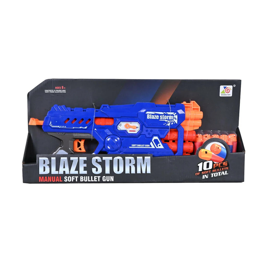 Picture of Blaze Storm Manual Soft Bullet Gun Includes 10 Soft Bullets, Safe & Exciting Toy Gun - by Raja Sahib Kids