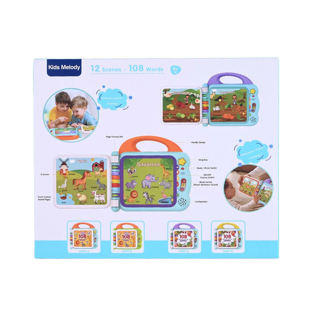 Picture of Kids Melody Touch and Teach Words Book: 108 Words, 3 Learning Modes & 12 Interactive Scenes (0+ Months) - by Raja Sahib Kids