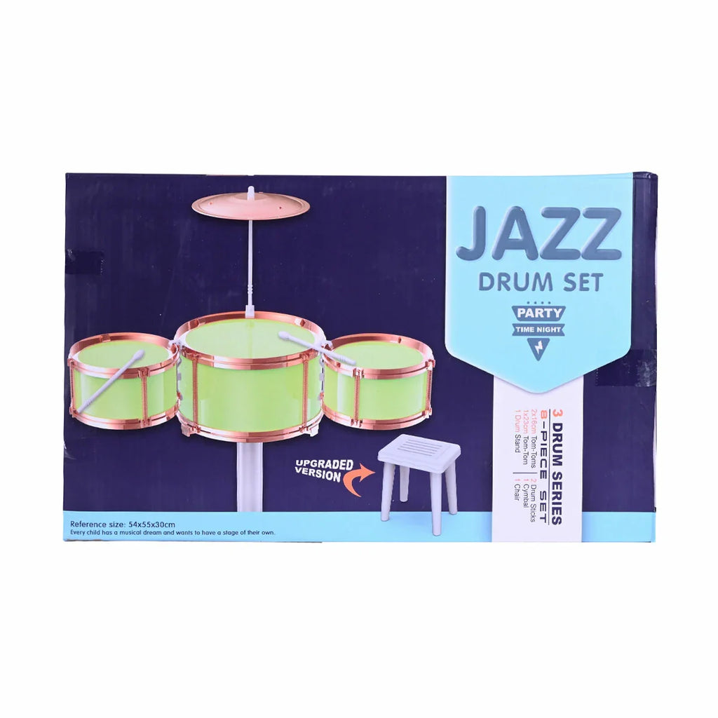 Picture of 10-Piece Kids' Jazz Drum Set Series with Multiple Toms, Cymbal, Drumsticks, and Performance Stool - by Raja Sahib Kids