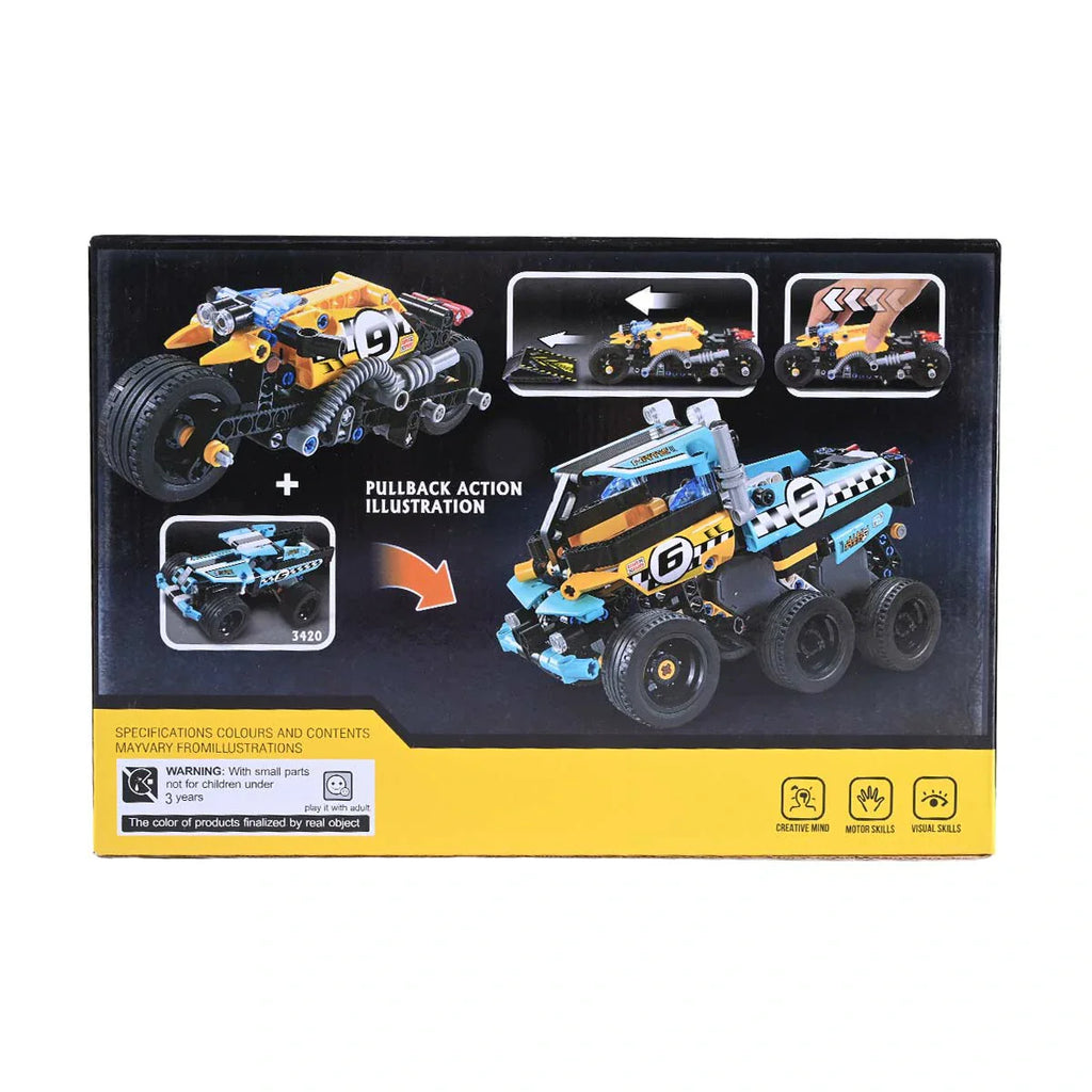 Picture of Tech Bricks 2-in-1 Stunt Bike & Offroad Truck Building Set (No. 3419) - by Raja Sahib Kids