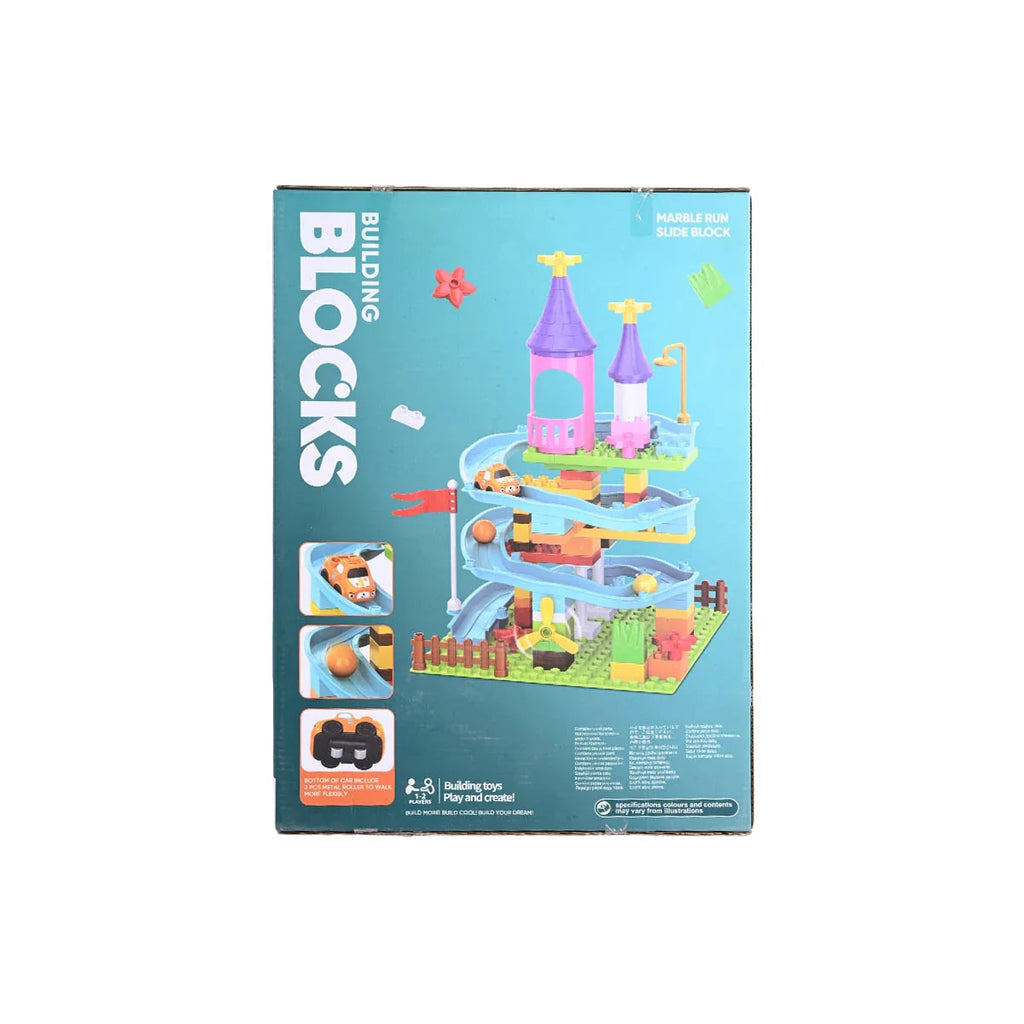 Picture of 87-Piece Castle Adventure Building Blocks | Marble Run Slide with Friction Car (Ages 3+) - by Raja Sahib Kids