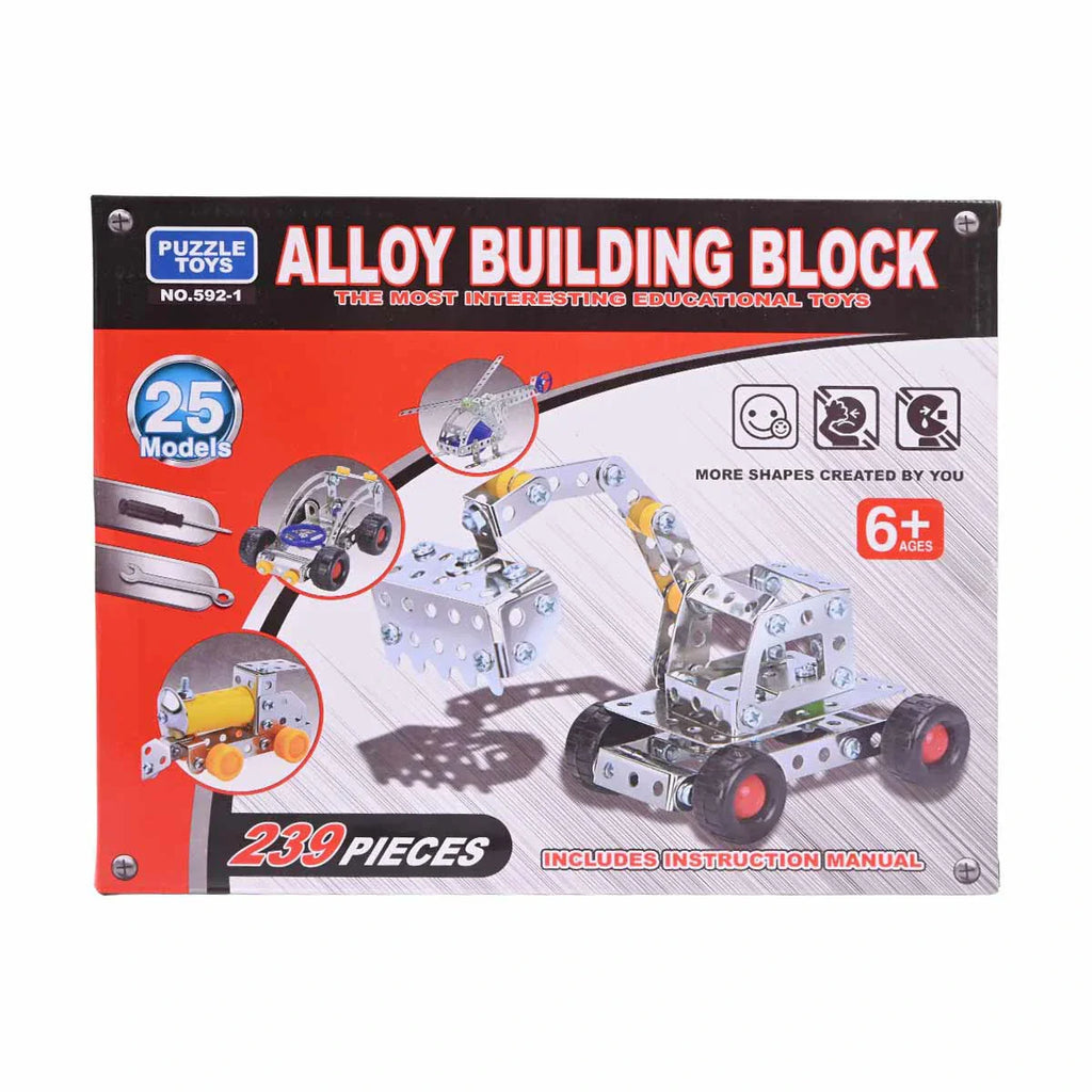 Picture of Puzzle Toys 25-in-1 Alloy Building Block Set - 239 Pieces Educational Metal Construction Kit - by Raja Sahib Kids