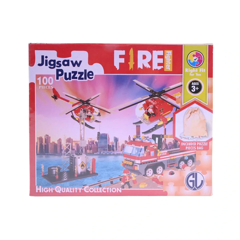 Picture of High-Quality Fire Fighter Jigsaw Puzzle - 100 Pieces - by Raja Sahib Kids
