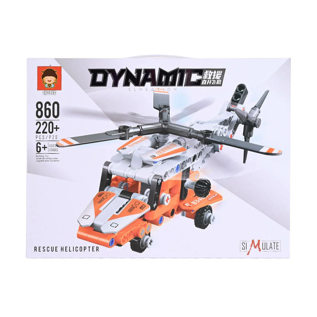 Picture of 860-Piece Dynamic Sensation Rescue Helicopter Building Toy | STEM-Style Construction Kit with Mechanical Functions | Ages 6+ - by Raja Sahib Kids