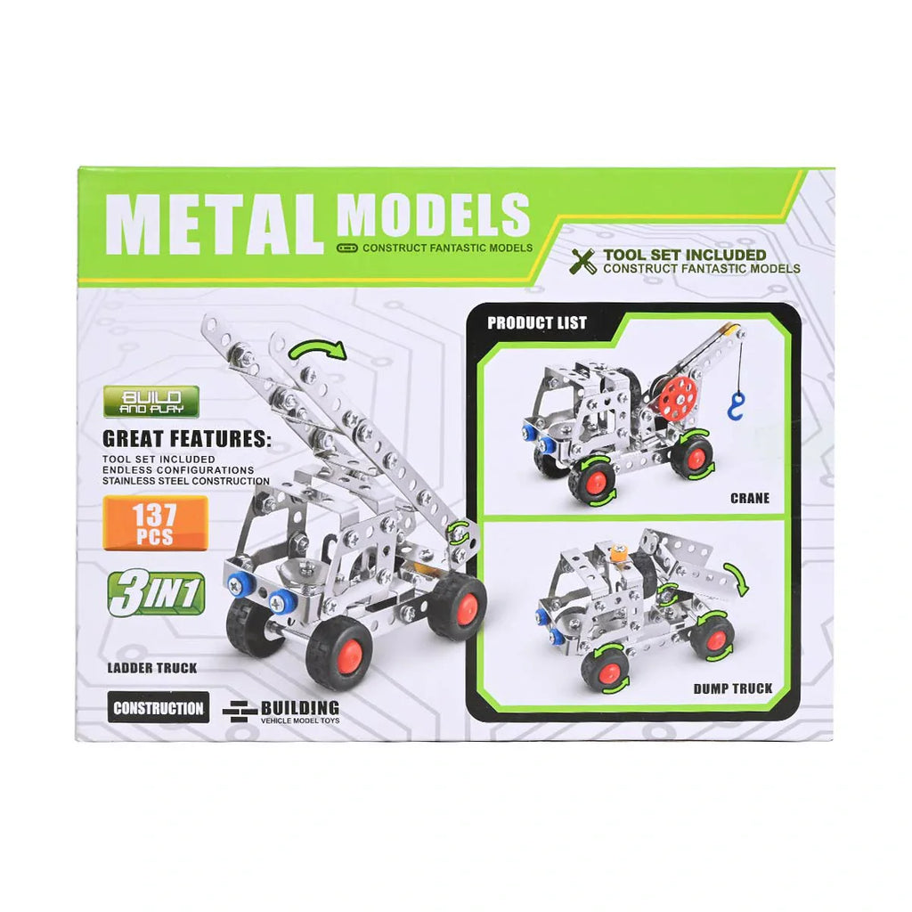 Picture of 3-In-1 Build & Play Metal Models Construction 137 Pcs - by Raja Sahib Kids