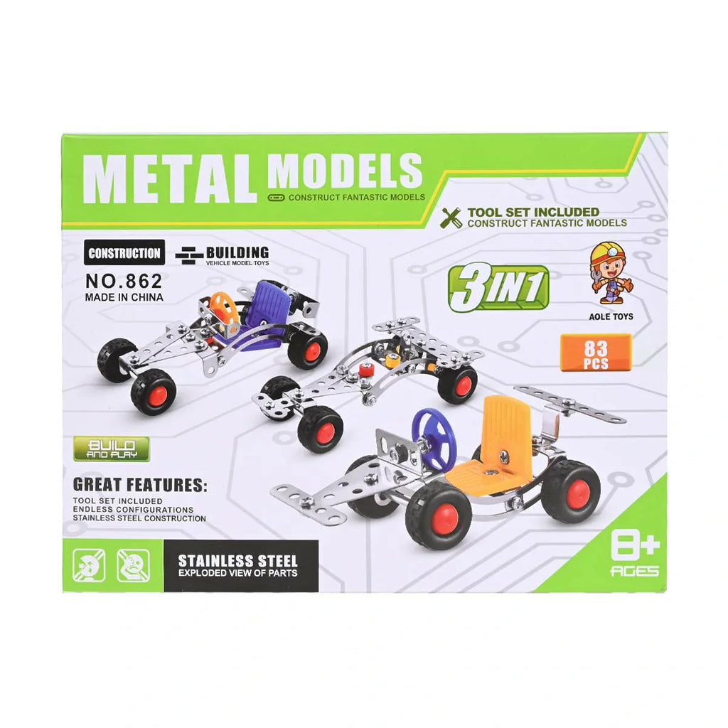 Picture of 3-In-1 Build & Play Metal Models Construction 83 Pcs - by Raja Sahib Kids