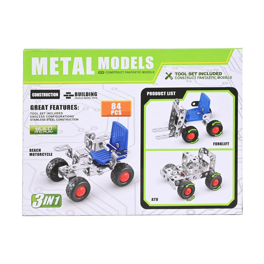 Picture of 3-In-1 Build & Play Metal Models Construction 84 Pcs - by Raja Sahib Kids