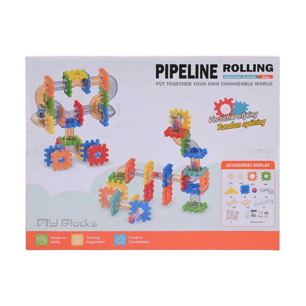 Picture of Pipeline Rolling Building Blocks Marble Run Set | 125 Pcs DIY Construction Toy - by Raja Sahib Kids