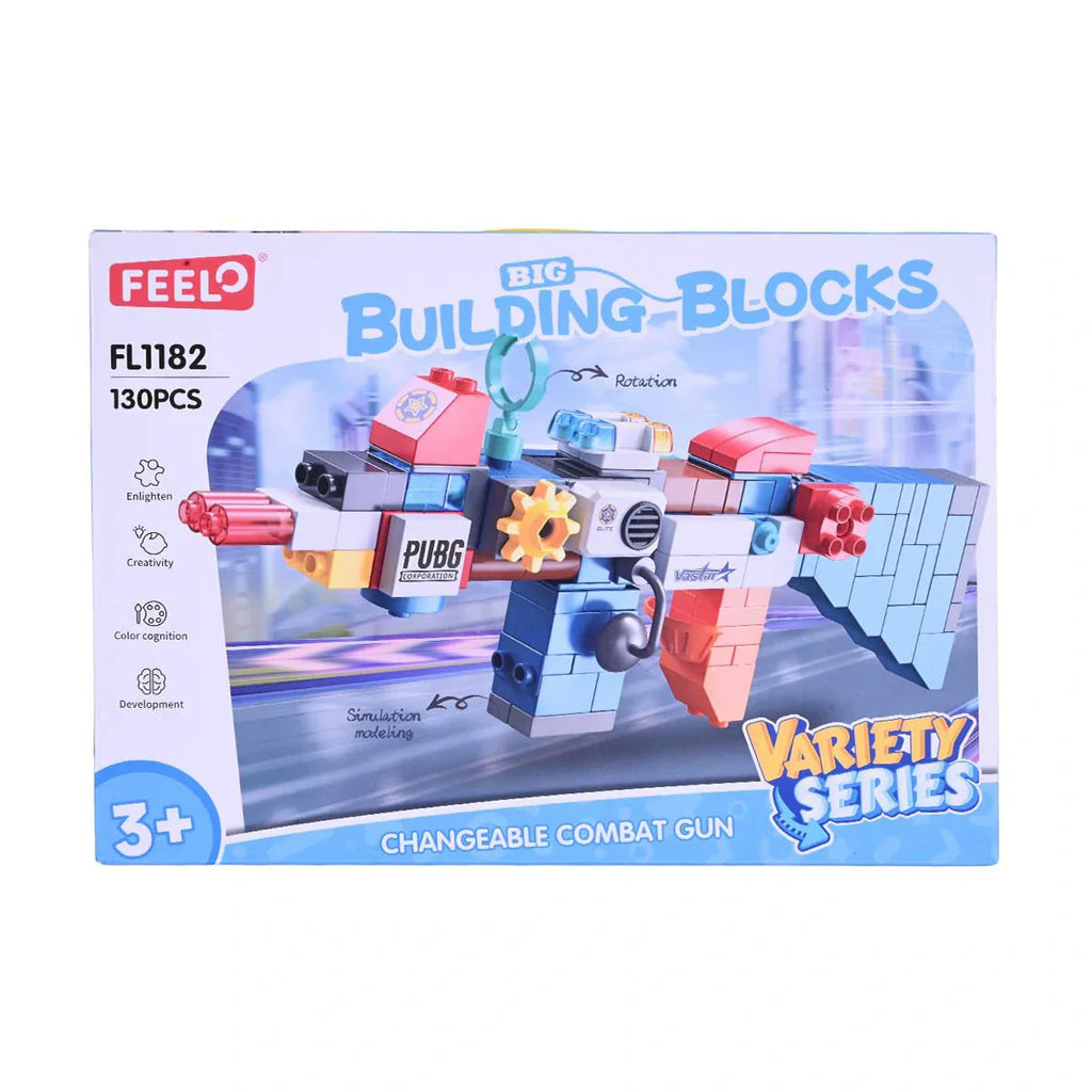 Picture of Variety Series Big Building Blocks | 5-in-1 Changeable Combat Gun & Model Set 130 Pcs - by Raja Sahib Kids