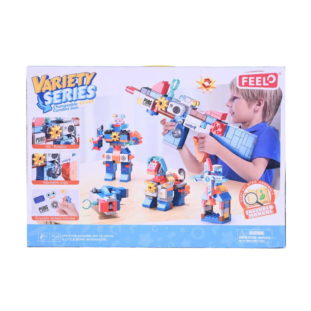 Picture of Variety Series Big Building Blocks | 5-in-1 Changeable Combat Gun & Model Set 130 Pcs - by Raja Sahib Kids
