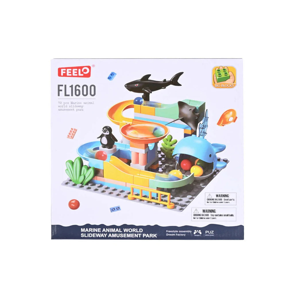 Picture of Feelo Marine Animal World Slideway Amusement Park Building Blocks Set 72 Pcs - by Raja Sahib Kids