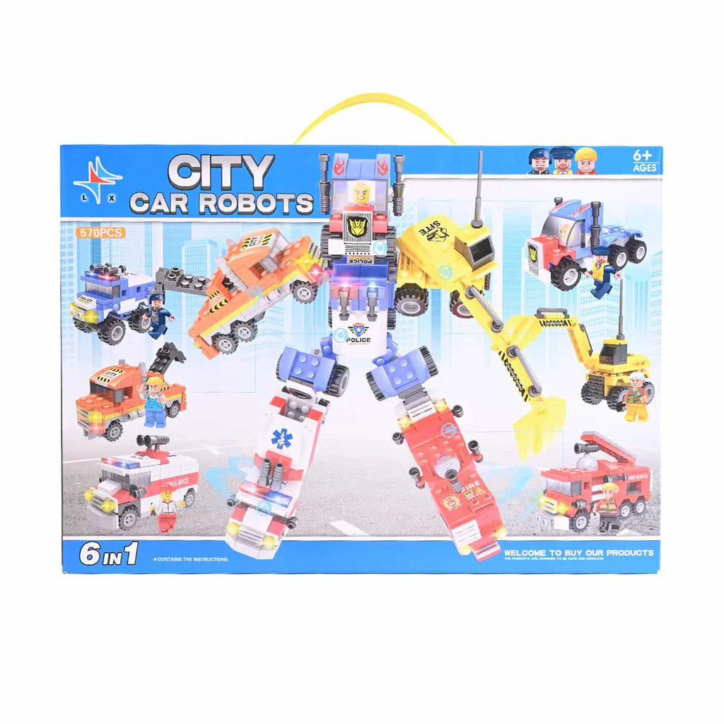 Picture of 6-In-1 City Car Robots Building Blocks 570 Pcs - by Raja Sahib Kids