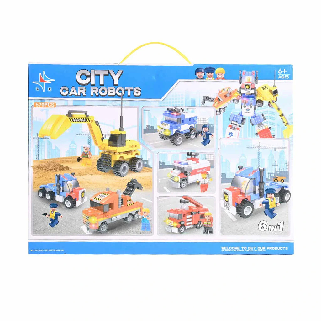 Picture of 6-In-1 City Car Robots Building Blocks 570 Pcs - by Raja Sahib Kids