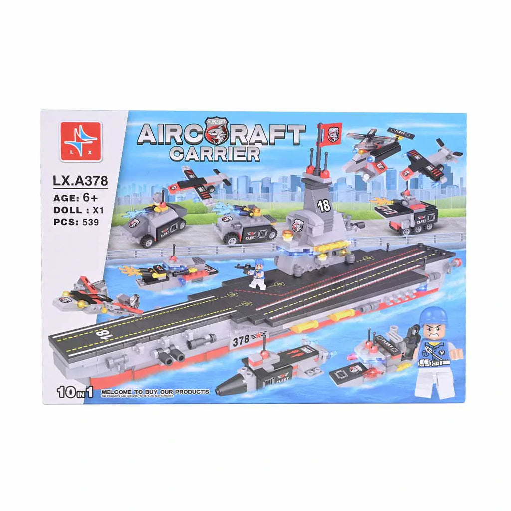 Picture of 10-In-1 Air Craft Carrier Building Blocks 539 Pcs - by Raja Sahib Kids