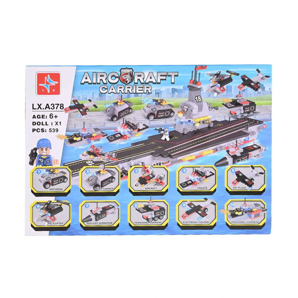 Picture of 10-In-1 Air Craft Carrier Building Blocks 539 Pcs - by Raja Sahib Kids