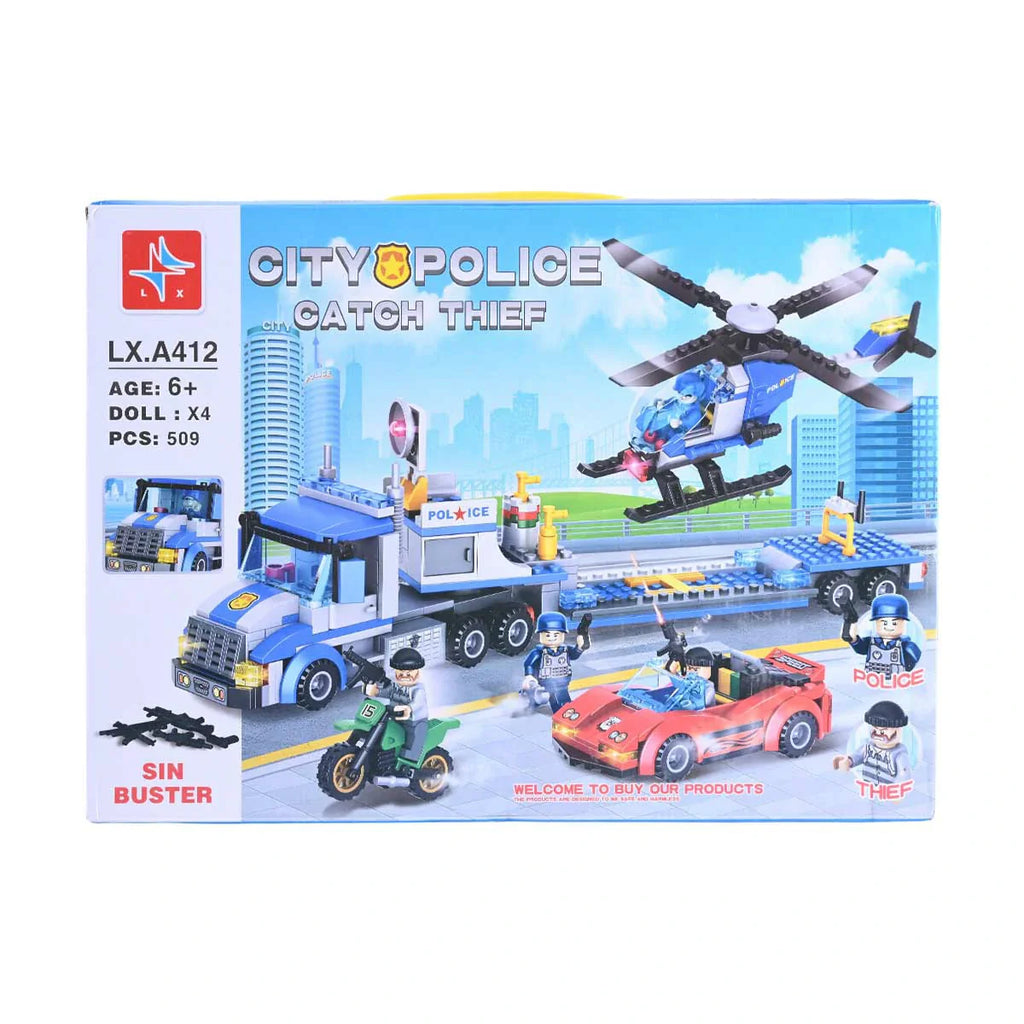 Picture of City Police Catch Thief Interceptor Building Set (LX.A412) - 509 PCS - by Raja Sahib Kids
