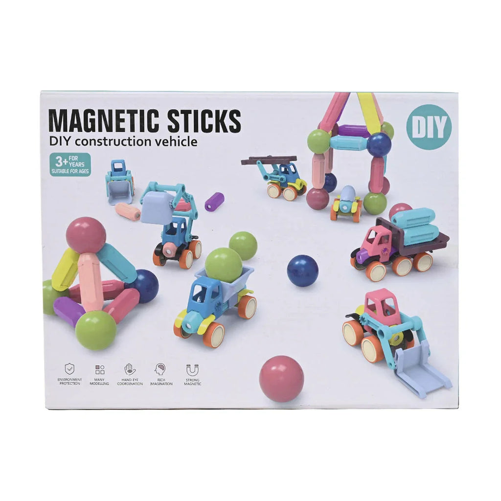 Picture of Diy Magnetic Sticks Construction Vehicle 65 Pcs - by Raja Sahib Kids