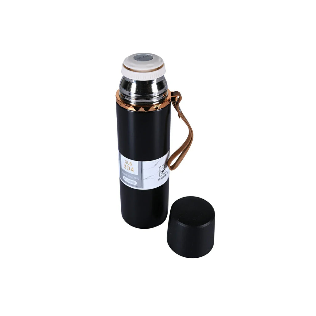 Picture of Sage Green Stainless Steel Thermos with Leather Strap 500ml - by Raja Sahib Kids