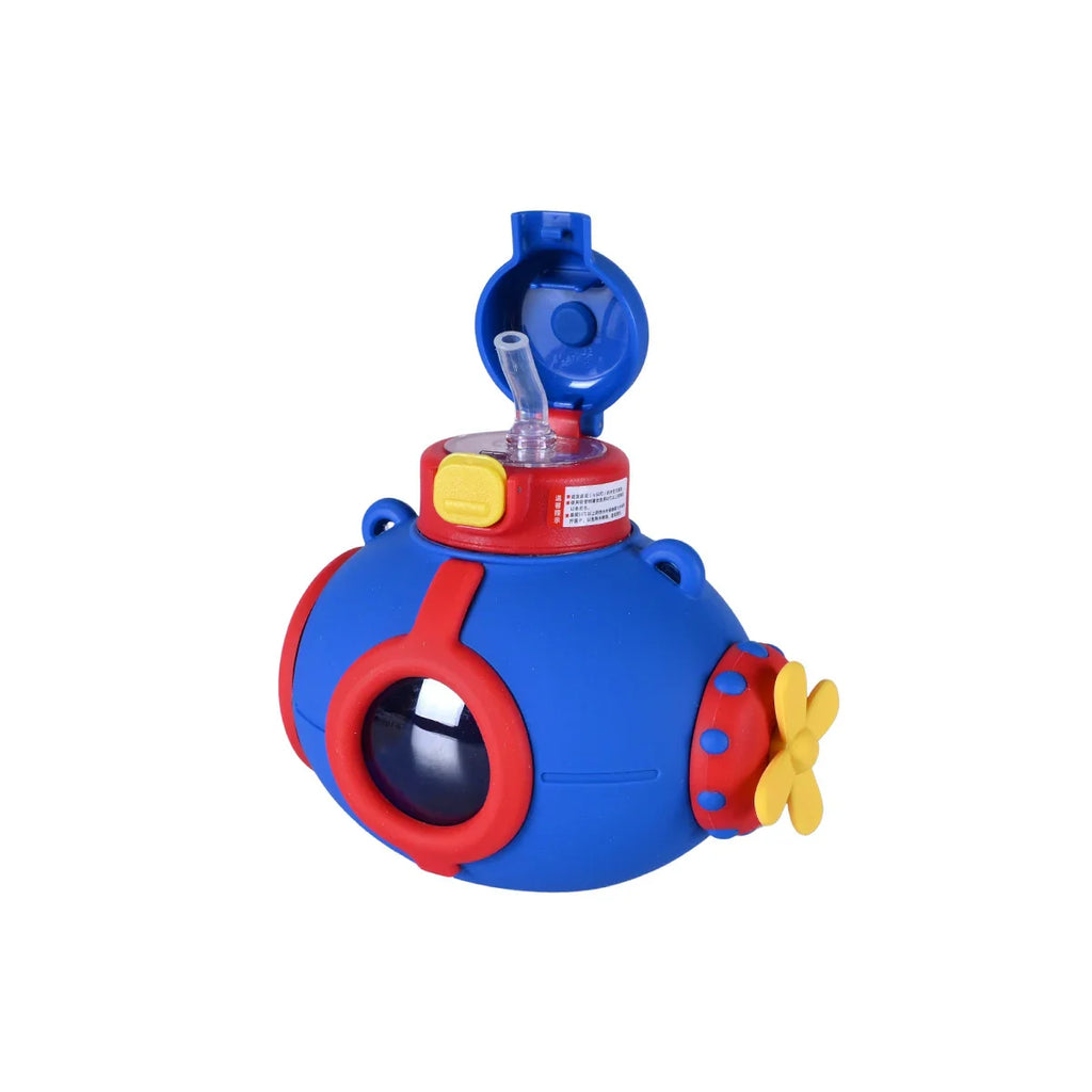 Picture of Red and Blue Submarine-Shaped Water Bottle with Straw 1000ml - by Raja Sahib Kids