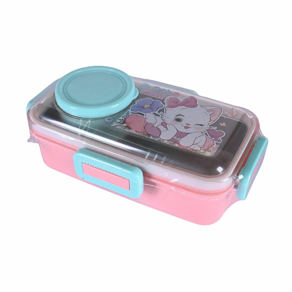 Picture of Pink and Teal Cat-themed Bento Lunch Box - by Raja Sahib Kids