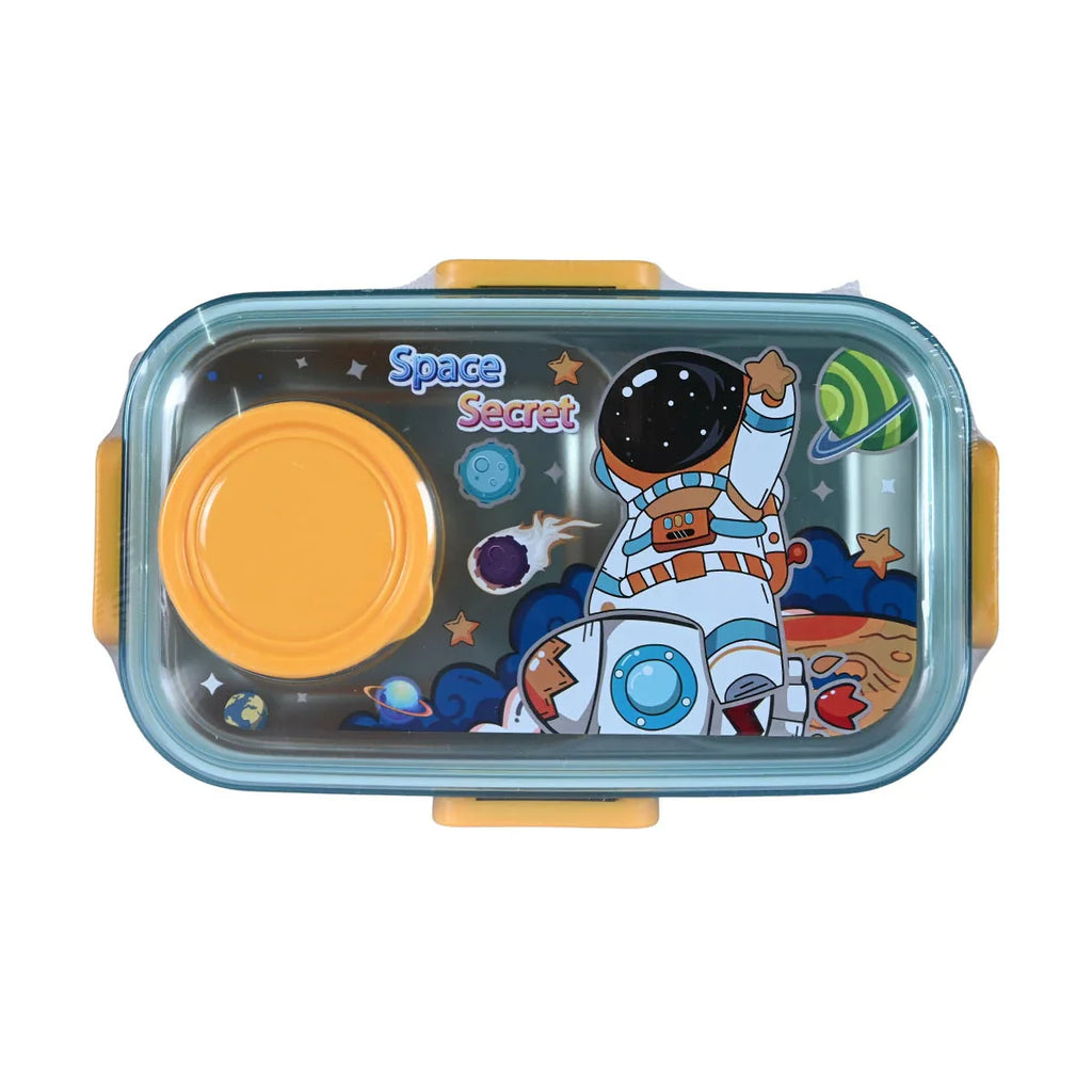 Picture of Stainless Steel Blue Space-themed Bento Lunch Box with Astronaut Graphic - by Raja Sahib Kids