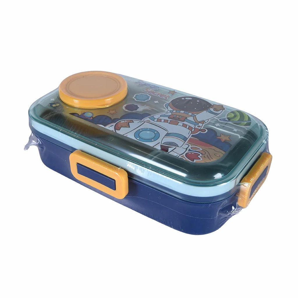 Picture of Stainless Steel Blue Space-themed Bento Lunch Box with Astronaut Graphic - by Raja Sahib Kids
