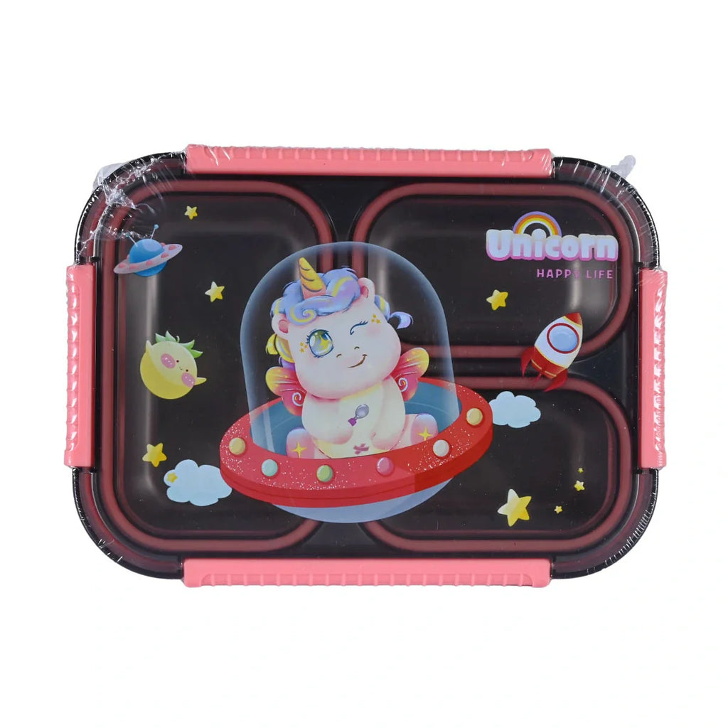 Picture of Pink & Black Space Unicorn Bento Lunch Box - by Raja Sahib Kids