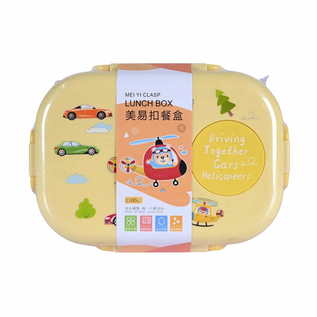 Picture of Kids' Mei Yi Clasp "Driving Together" Cars & Helicopters Lunch Box - by Raja Sahib Kids