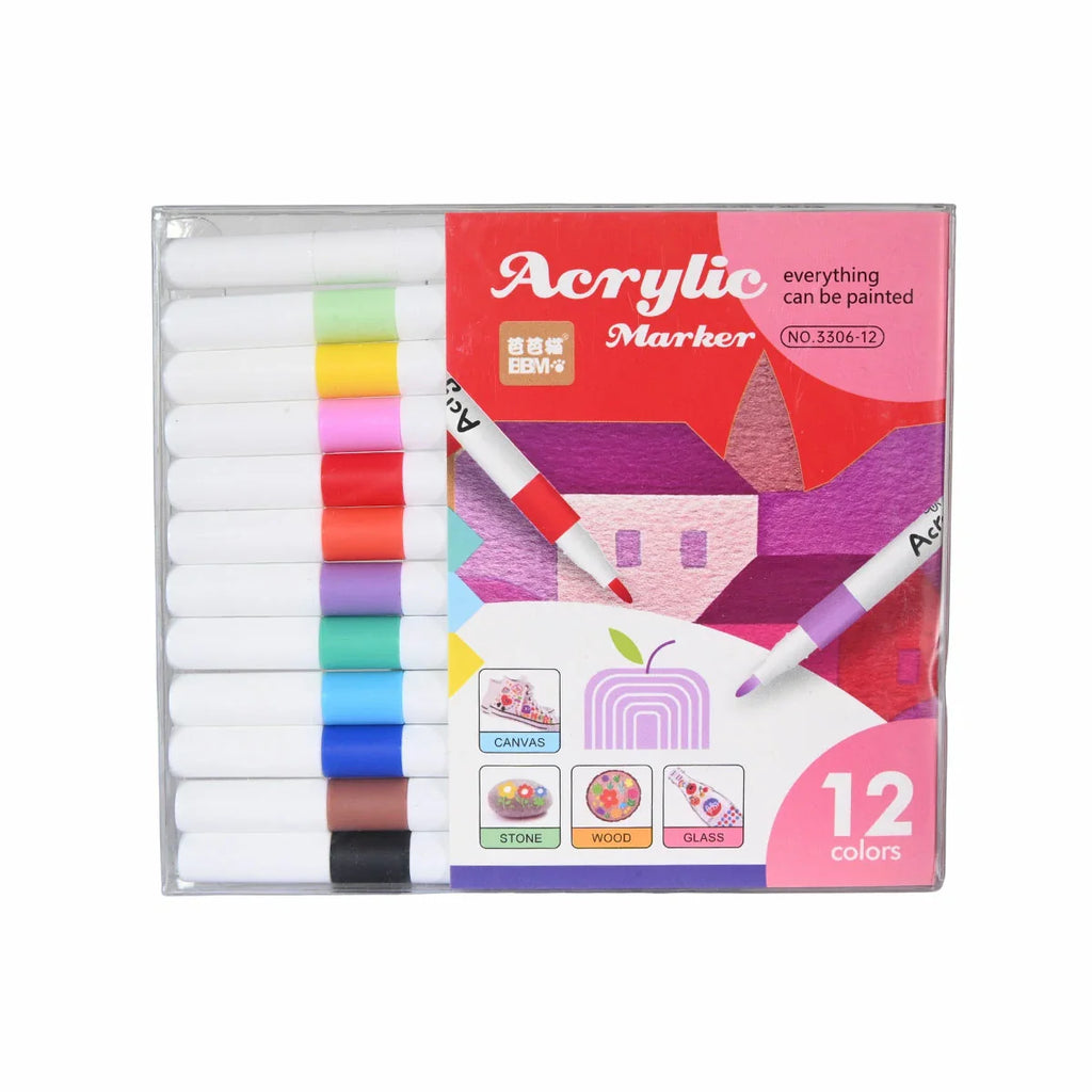 Picture of 12-Piece Dual-Tip Acrylic Markers for Multi-Surface Use - by Raja Sahib Kids